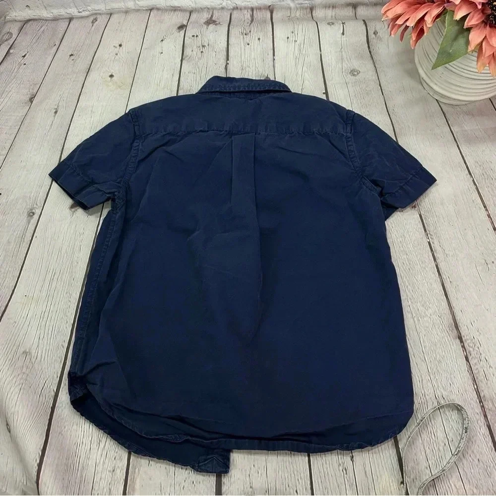 ralph lauren navy blue button up shirt sz boys 5 preppy